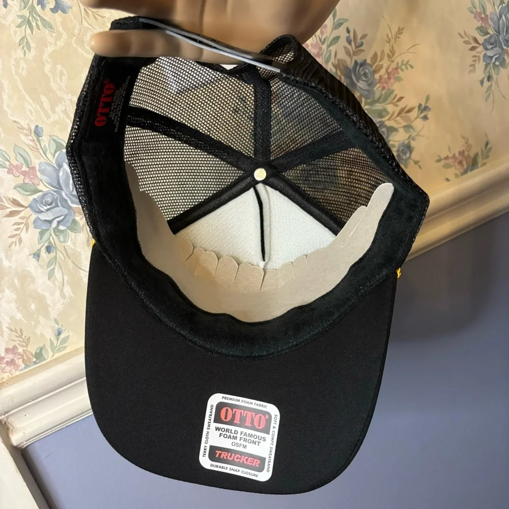 Otto World Famous Foam Front Black Trucker Hat with Embroidery, NWT
